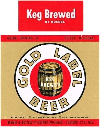 1958 Gold Label Beer 12oz Label Detroit