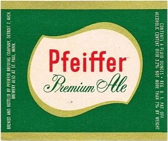 1962 Pfeiffer Premium Ale Label Detroit
