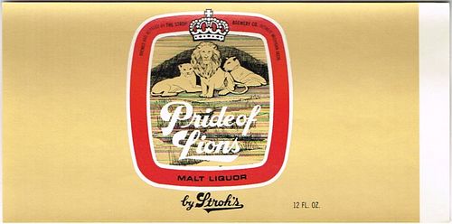 1970 Pride of Lions Malt Liquor (test) 12oz Label Detroit