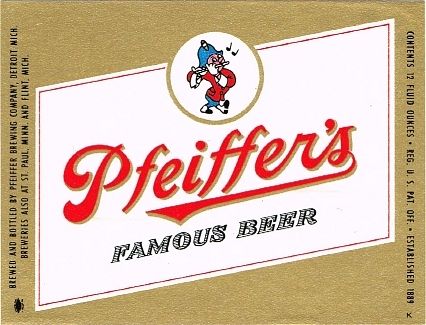 1954 Pfeiffer's Famous Beer 12oz Label Detroit