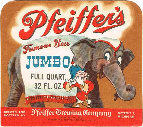 1948 Pfeiffer's Famous Beer 32oz One Quart Label CS48-05 Detroit