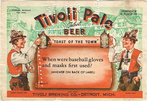 1936 Tivoli Pale Beer "When Were Baseball..." 12oz Label CS51-14 Detroit