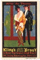 1910 Kling's "Pros't" Beer Poster Stamp Label Detroit