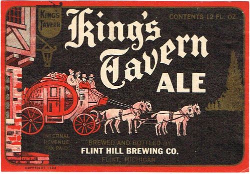 1934 King's Tavern Ale 12oz Label CS55-12 Flint