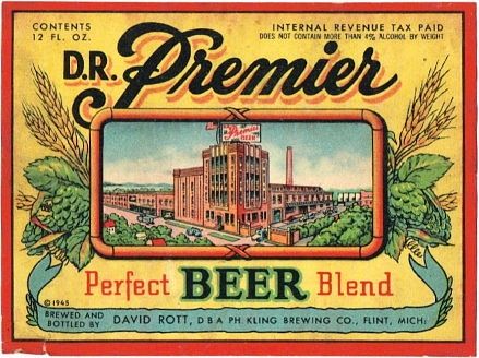 1935 D. R. Premier Beer 12oz Label CS56-12 Flint