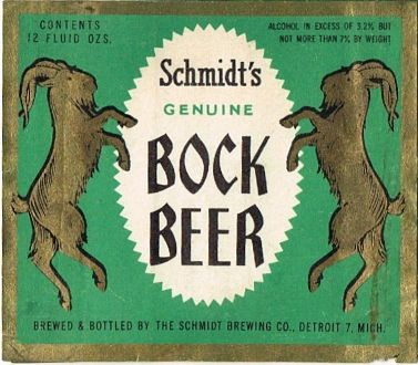 1950 Schmidt's Bock Beer 12oz Label Detroit