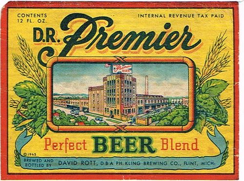 1935 D. R. Premier Beer 12oz Label CS56-12 Flint