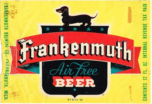 1943 Frankenmuth Air Free Beer 12oz Label CS57-03 Frankenmuth