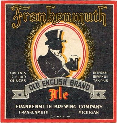 1939 Frankenmuth Old English Ale 12oz Label CS57-19 Frankenmuth