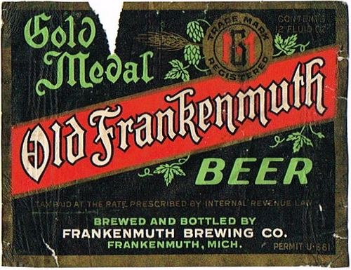 1933 Old Frankenmuth Beer 12oz Label CS57-17 Frankenmuth