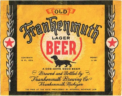 1933 Old Frankenmuth Lager Beer 12oz Label CS57-11 Frankenmuth
