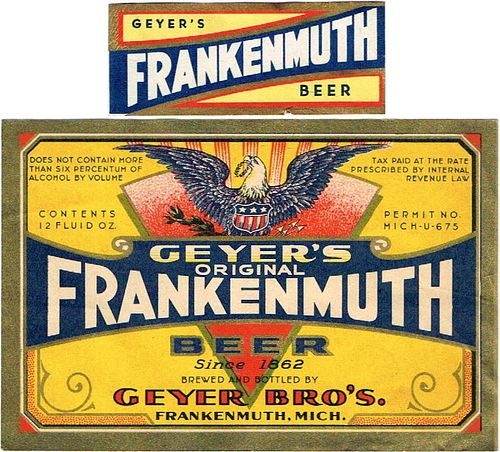 1935 Frankenmuth Beer 12oz Label CS58-09 Frankenmuth