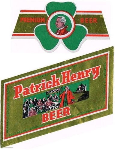 1947 Patrick Henry Beer 12oz Label CS59-06 Grand Rapids