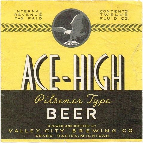 1936 Ace-Hi Pilsner Type Beer 12oz Label CS60-08 Grand Rapids