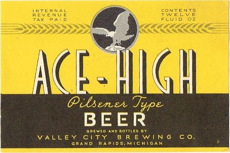 1936 Ace-Hi Pilsner Type Beer 12oz Label CS60-09 Grand Rapids