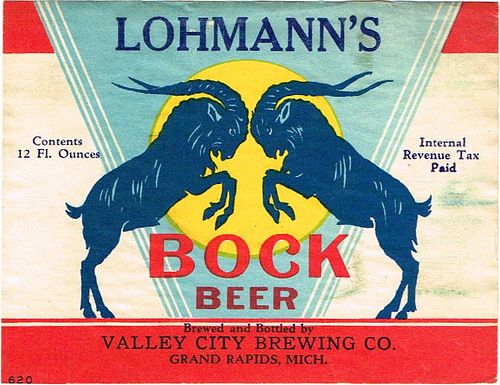 1943 Lohmann's Bock Beer 12oz Label CS60-18 Grand Rapids