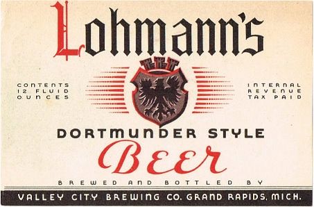 1937 Lohmann's Dortmunder Style Beer 12oz Label CS60-17 Grand Rapids