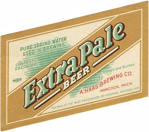 1942 Extra Pale Beer 24oz Label CS60-22 Hancock