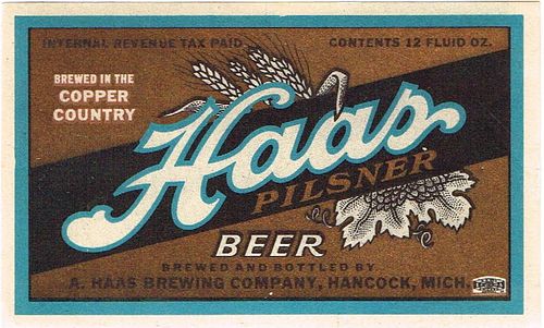 1949 Haas Pilsner Beer 12oz Label CS61-03 Hancock