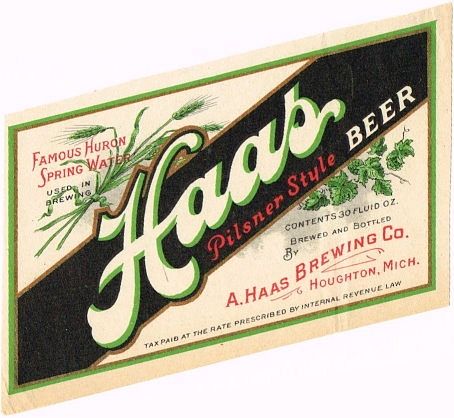 1934 Haas Pilsner Style Beer 30oz Label CS62-08 Houghton