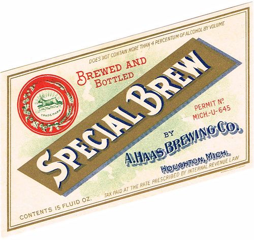 1933 Special Brew Beer 15oz Label CS62-03 Houghton