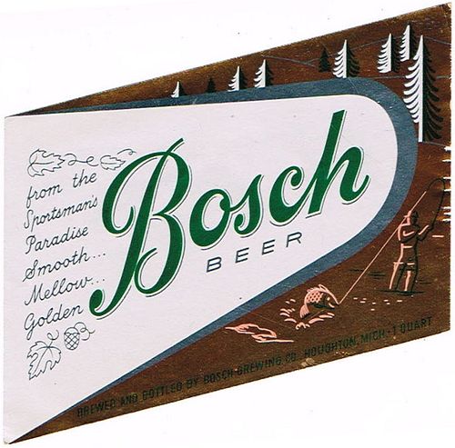 1960 Bosch Premium Beer 32oz One Quart Label Houghton