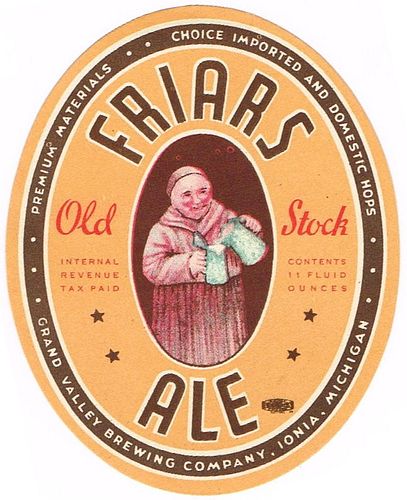 1943 Friars Old Stock Ale 11oz Label CS62-24 Ionia