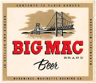 1954 Big Mac Brand Beer 12oz Label Menominee