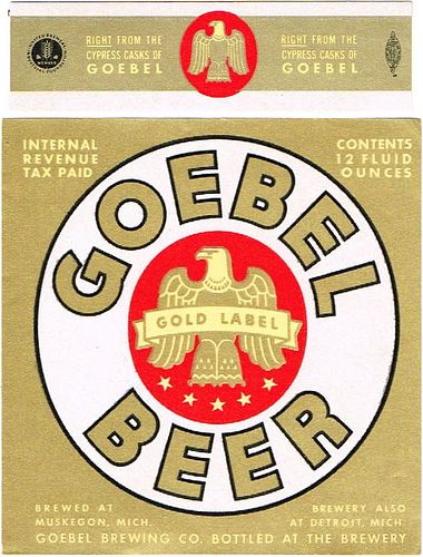 1944 Goebel Beer 12oz Label CS68-04 Muskegon