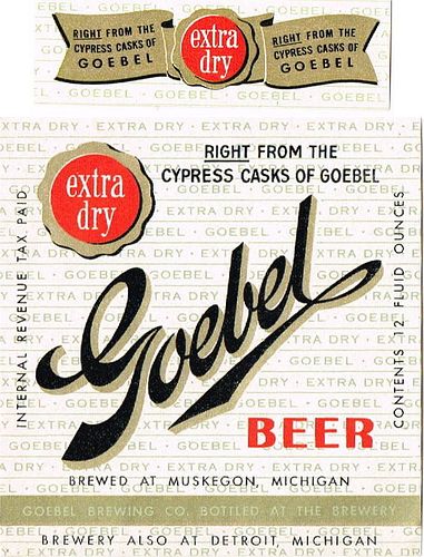 1949 Goebel Extra Dry Beer 12oz Label CS68-03 Muskegon
