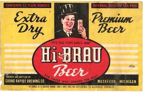 1939 Hi-Brau Beer 12oz Label CS68-11V Muskegon
