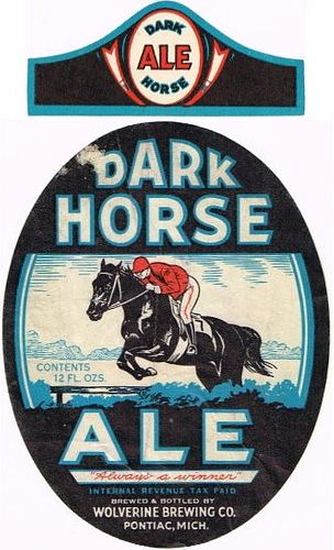 1934 Dark Horse Ale 12oz Label CS69-17 Pontiac