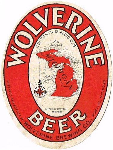 1935 Wolverine Beer 12oz Label CS69-07 Pontiac
