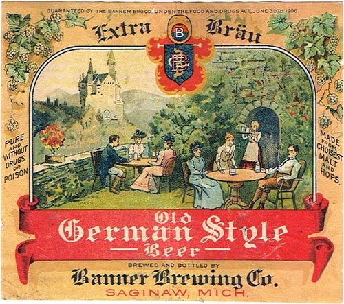 1906 Extra Bräu Old German Beer No Ref. Label CS70-25 Saginaw