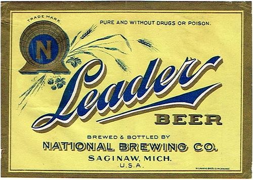 1910 Leader Beer No Ref. Label CS71-11 Saginaw