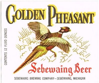 1962 Golden Pheasant Beer 12oz Label Sebewaing