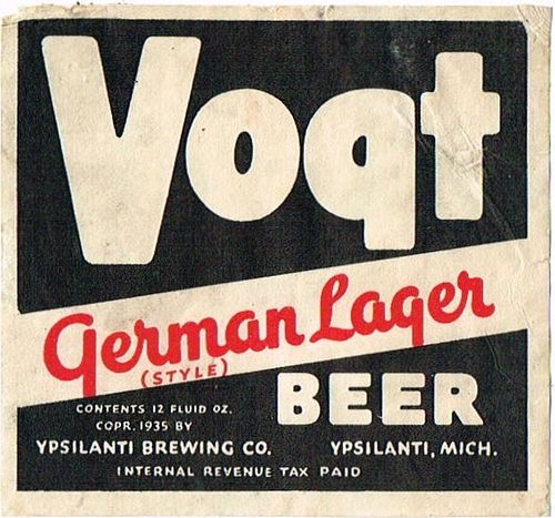 1935 Vogt German Lager Beer 12oz Label CS74-06 Ypsilanti