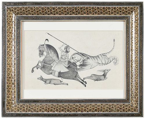 Framed Mughal Drawing 