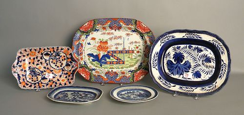 Three export platters, together with a pearlware p