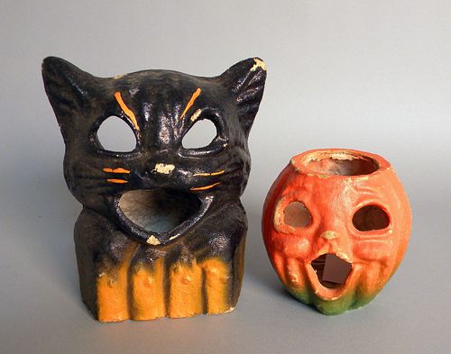 Two composition Halloween lanterns, early 20th c.,