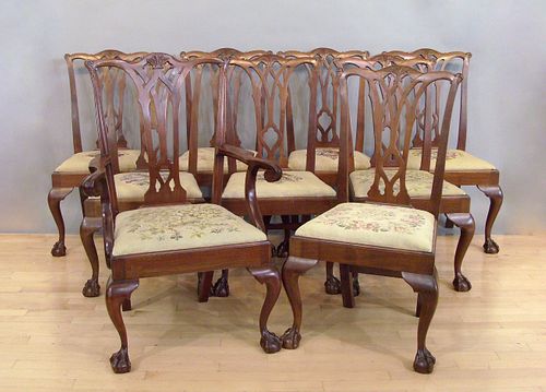 Set of eight Potthast Bros. Chippendale style maho