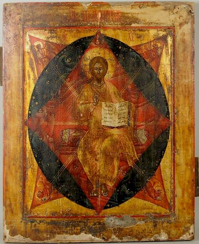 Large Early Russian Icon of Christ In Majesty