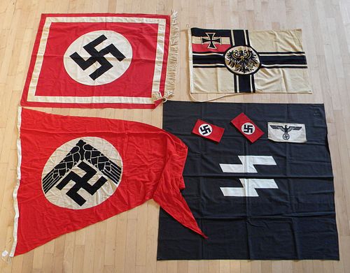 German World War II flags, bands, etc., mostly Ger