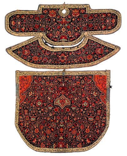 Persian saddle blanket and cover, 19th c., with el