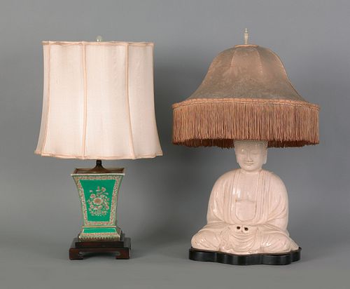 Chinese crackle glaze table lamp, 19th c., in theo