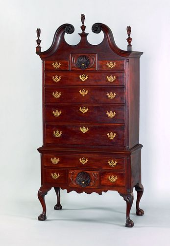 Philadelphia Chippendale mahogany high chest in tw