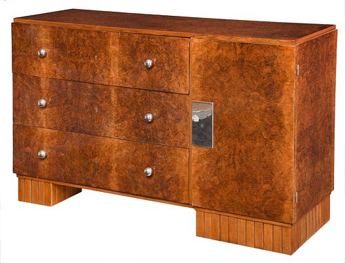 Art Deco Burl Wood Chest of Drawers