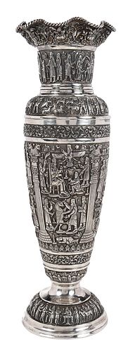 Large Persian Silver Vase   