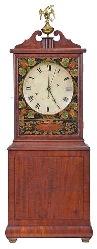 Aaron Willard Boston Eglomise and Inlaid Mahogany Shelf Clock