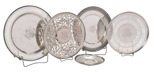 Five Round Sterling Serving Plates